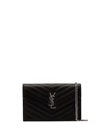 Saint Laurent portefeuille Envelope à bride en cuir et maillons de chaîne - Noir - thumbnail