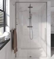 Saqu Syra schuifdeur 100x210 cm geborsteld grijs helder glas