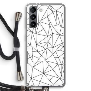 Geometrische lijnen zwart: Samsung Galaxy S21 Transparant Hoesje met koord