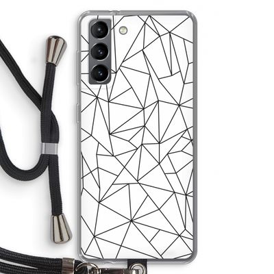 Geometrische lijnen zwart: Samsung Galaxy S21 Transparant Hoesje met koord