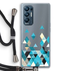 Gekleurde driehoekjes blauw: Oppo Find X3 Neo Transparant Hoesje met koord