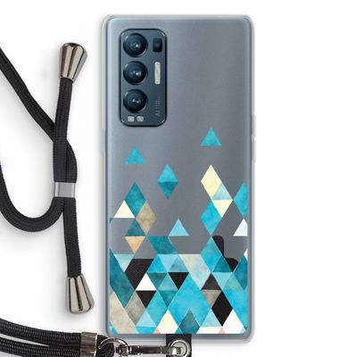 Gekleurde driehoekjes blauw: Oppo Find X3 Neo Transparant Hoesje met koord
