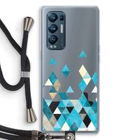 Gekleurde driehoekjes blauw: Oppo Find X3 Neo Transparant Hoesje met koord