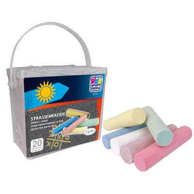 Happy people stoepkrijt - multicolor - 20x stuks - met emmer - krijt - tekenen/kleuren