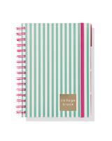 HEMA Collegeblok A5 lijnen strepen groen-roze