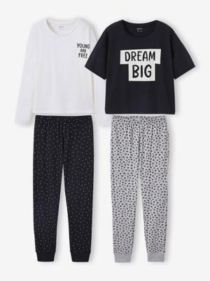 Set van 2 pyjama's met luipaard en stippen voor meisjes JONEN gemêleerd grijs Set van 2 pyjama's met luipaard en stippen voor meisjes JONEN gemêleerd grijs