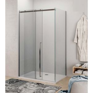 Douchecabine Lacus La Maddalena 130 cm Schuifdeur met Zijwand RVS Profiel