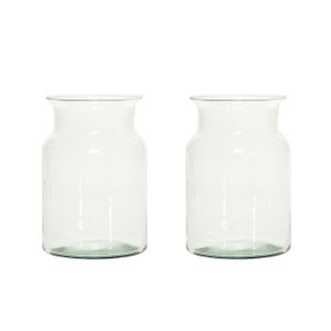 Set van 2x stuks ronde vazen van glas 19 x 12 cm