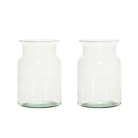 Set van 2x stuks ronde vazen van glas 19 x 12 cm