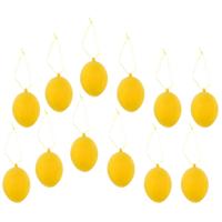 Paaseieren hangdecoratie - geel - set van 12x stuks - 4 x 6 cm - kunststof - Paasversiering