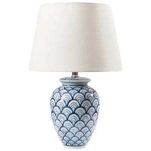Beliani - JAUCA - Tafellamp - Wit|Blauw - Porselein|Linnen