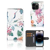 iPhone 15 Pro | Telefoonhoesje | Met pasjeshouder | Bird Flowers