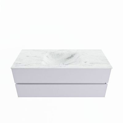 MONDIAZ VICA-DLUX 120cm badmeubel onderkast Cale 2 lades. Inbouw wastafel CLOUD midden zonder kraangat, kleur Opalo.