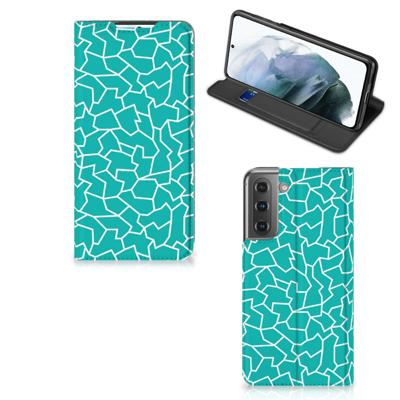 Samsung Galaxy S21 FE | Bookcase | Cracks Blue