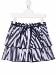 Alberta Ferretti Kids jupe rayée à volants superposés - Bleu