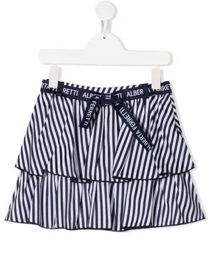 Alberta Ferretti Kids jupe rayée à volants superposés - Bleu