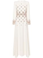 Dina Melwani robe longue à ornements en cristal - Blanc