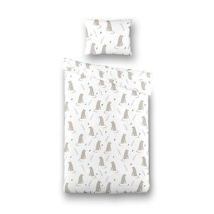 Kinderdekbedovertrek Katoen - 100x135 cm Wit - Dessin: Dieren - Fresh and Co Kids - Dekbed-Discounter.nl