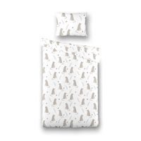 Kinderdekbedovertrek Katoen - 100x135 cm Wit - Dessin: Dieren - Fresh and Co Kids - Dekbed-Discounter.nl