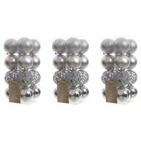 48x Kunststof kerstballen mix zilver 6 cm kerstboom versiering/decoratie   - - thumbnail