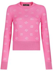 Dolce & Gabbana pull à logo en jacquard - Rose