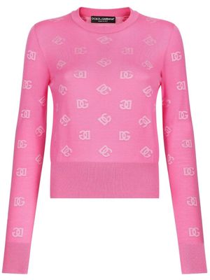Dolce & Gabbana pull à logo en jacquard - Rose