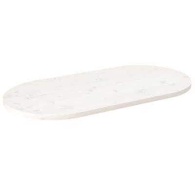 Tafelblad ovaal 100x50x2,5 cm massief grenenhout wit