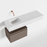 Toiletmeubel Mondiaz Andor | 100 cm | Meubelkleur Smoke | Lex vrijhangend wastafel Talc Links | Zonder kraangat