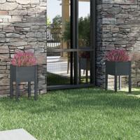 VidaXL Plantenbakken 2 st 40x40x70 cm massief grenenhout grijs