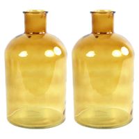 2x Stuks Countryfield Vaas - goudgeel - glas - apotheker fles vorm - D17 x H30 cm - Vazen