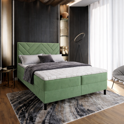 OP=OP Vaste boxspring Chevron 160 x 210 Lindegroen | Pocketvering matras