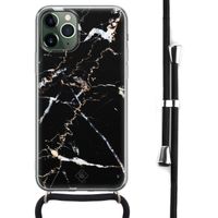 iPhone 11 Pro Max hoesje met koord - Crossbody - Marmer zwart