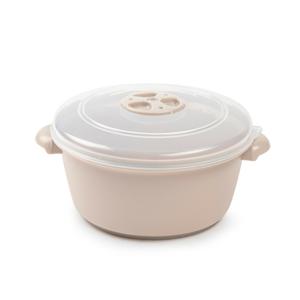 Plasticforte Magnetronschaal met deksel/ventiel - 1L - beige - kunststof - BPA vrij