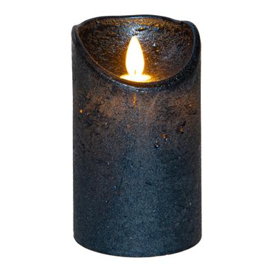 Led kaars/stompkaars - metallic blauw?- wax?- H12,5 x D7,5 cm - warm wit licht - bewegende vlam