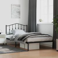 Bedframe met hoofdbord metaal zwart 107x203 cm
