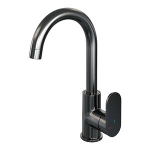 Brauer Gunmetal Edition Wastafelmengkraan opbouw - hoog - draaibaar - ronde uitloop - model C - PVD - geborsteld gunmetal 5-GM-003-R1