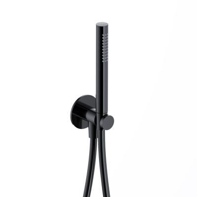 Hotbath Handdouche Ace Met Wandsteun Met Uitlaat En Doucheslang 150 cm Gepolijst Zwart PVD