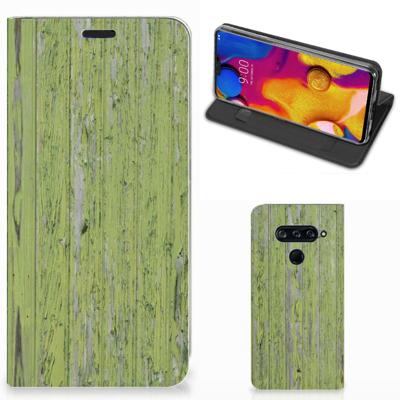 LG V40 Thinq Book | Wallet Case | Green Wood