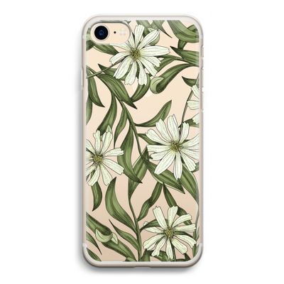 Wit bloemenpatroon: iPhone 7 Transparant Hoesje