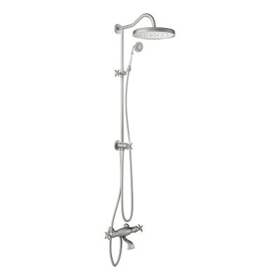 Regendouche set Tres Clasic | Opbouw | 31 cm | Thermostaatkraan | Met baduitloop | RVS look