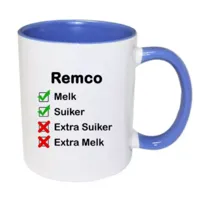 Mok met naam Checklist (blauw)