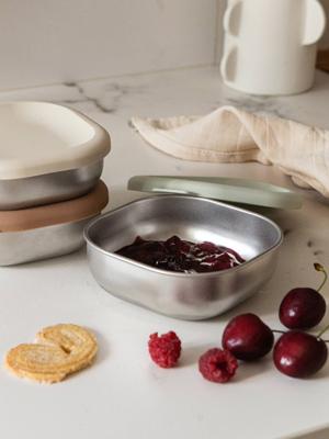 Set van 3 inox maaltijdkoffers beige Set van 3 inox maaltijdkoffers beige