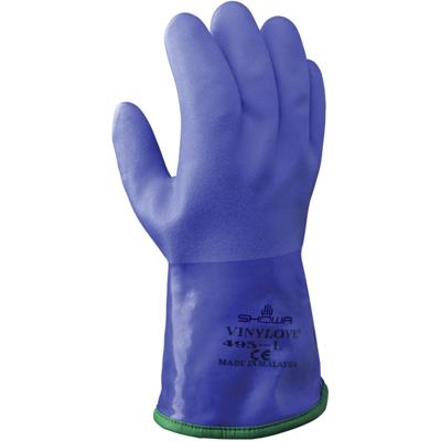 Showa handschoenen - 495 - maat L - blauw - katoen - ruw PVC-coat