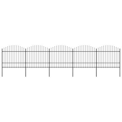 Tuinhek met speren bovenkant (1,5-1,75)x8,5 m staal zwart