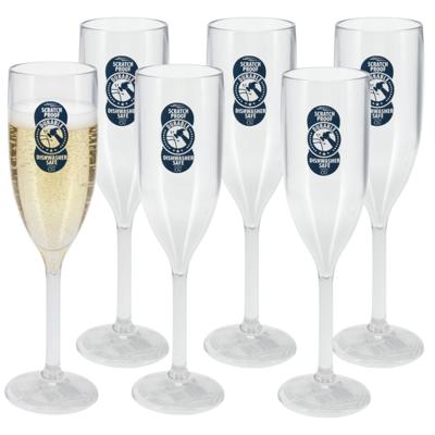 Excellent Houseware Champagne/prosecco flute glas - 12x - 165 ml - onbreekbaar kunststof