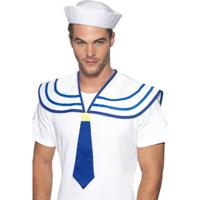 Matrozen zeeman kraag - wit/blauw - Maritieme verkleed accessoires - volwassenen Matrozen zeeman kraag - wit/blauw - Maritieme verkleed accessoires - volwassenen