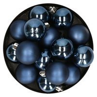 32x stuks kunststof kerstballen donkerblauw 4 cm