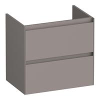 Brauer Inspire - Onderkast Ondiep - 60 cm - met 2 Softclose Lades Greeploos en 1 Sifon Uitsparing - Mat Taupe