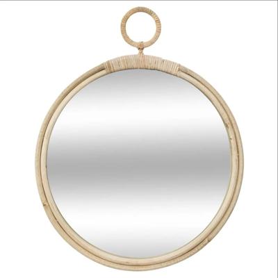 Atmosphera Wandspiegel - rond - D38 cm - rotan - beige - Bohemian stijl
