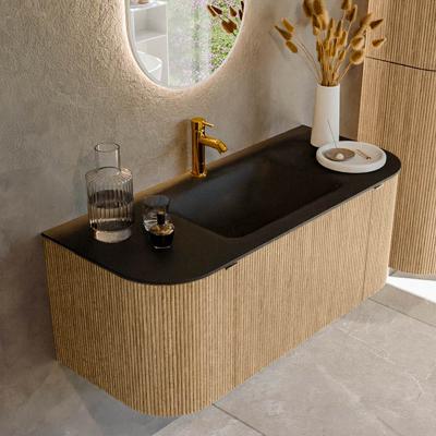 Badmeubel Mondiaz Kurve | 110 cm | Meubelkleur Oak | Wastafelkleur Urban | Midden spoelbak | 1 kraangat